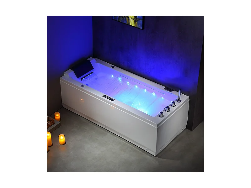 Baignoire balneo Lord Solo BLANC 1 place ARCHIPEL® 170x75 - DROITE