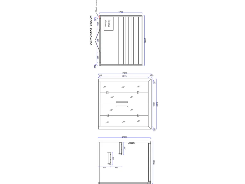 Sauna Boreal® Evasion PRO 200 - 4 à 6 places - 200*170*210
