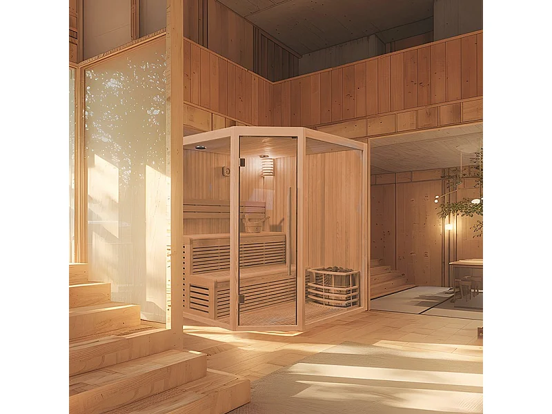 Sauna d'angle Boreal® Evasion Baltik 3/4 places - 160x160x210 cm