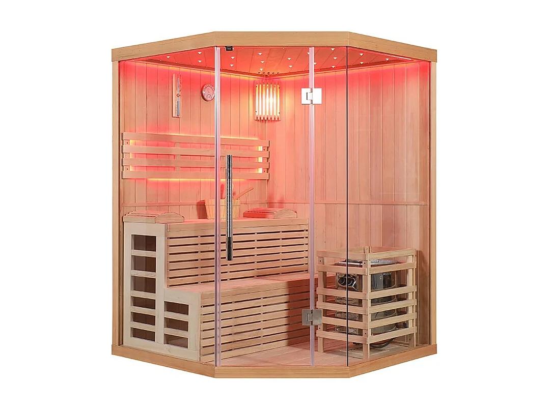 Sauna d'angle finlandais Nordica® Vapeur V34 - 3-4 places - 150 x 150 x H.200