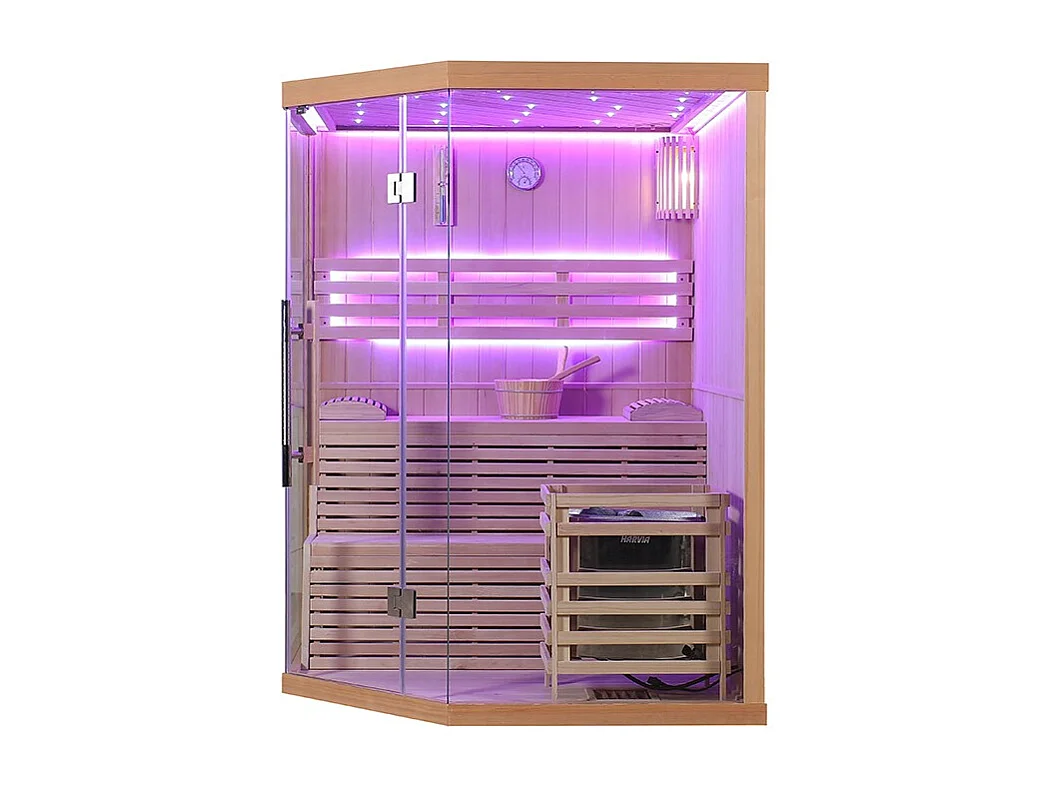 Sauna d'angle finlandais Nordica® Vapeur V34 - 3-4 places - 150 x 150 x H.200