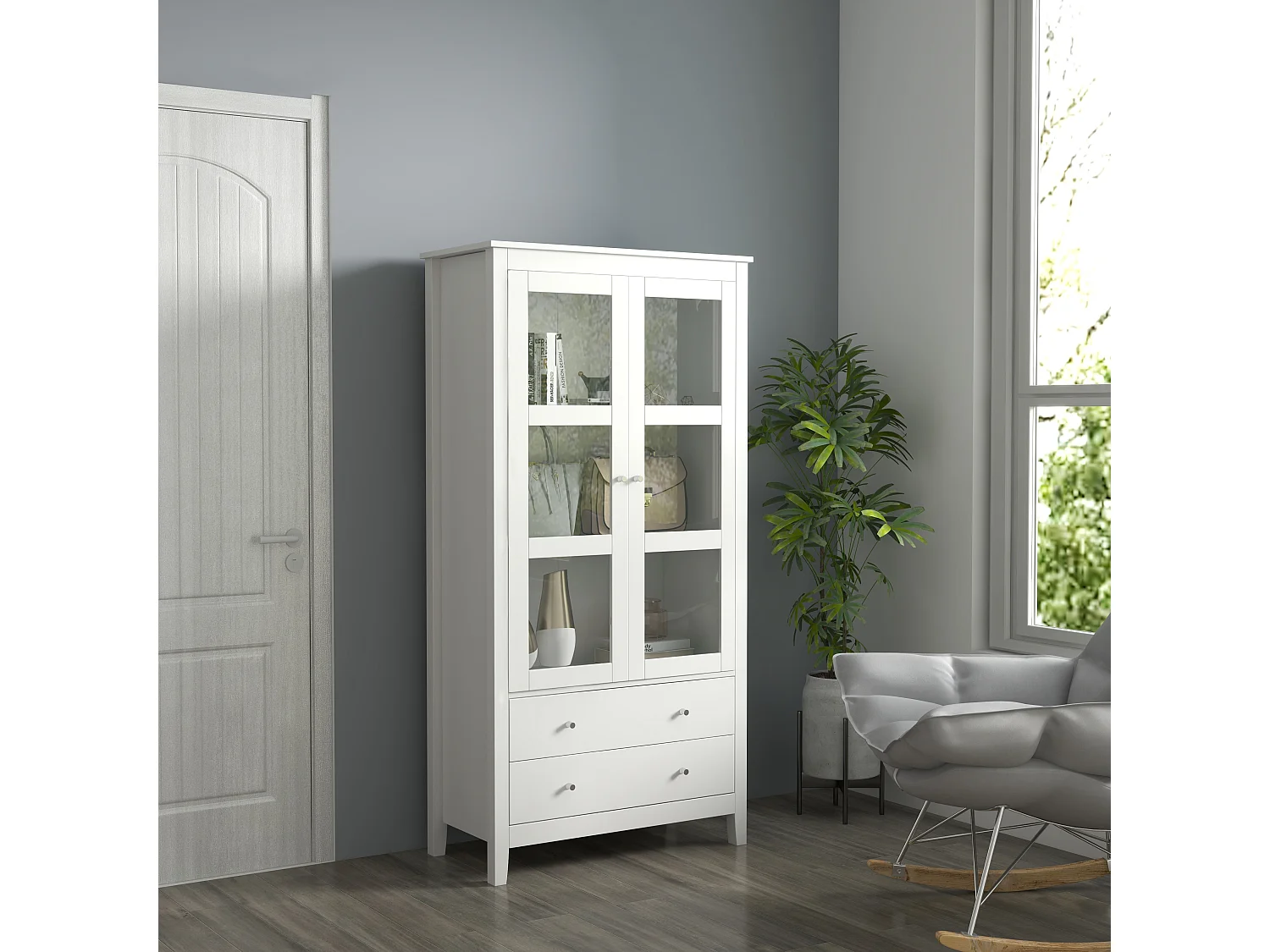 Vitrina de salón blanco 80x40x160 cm HOMCOM