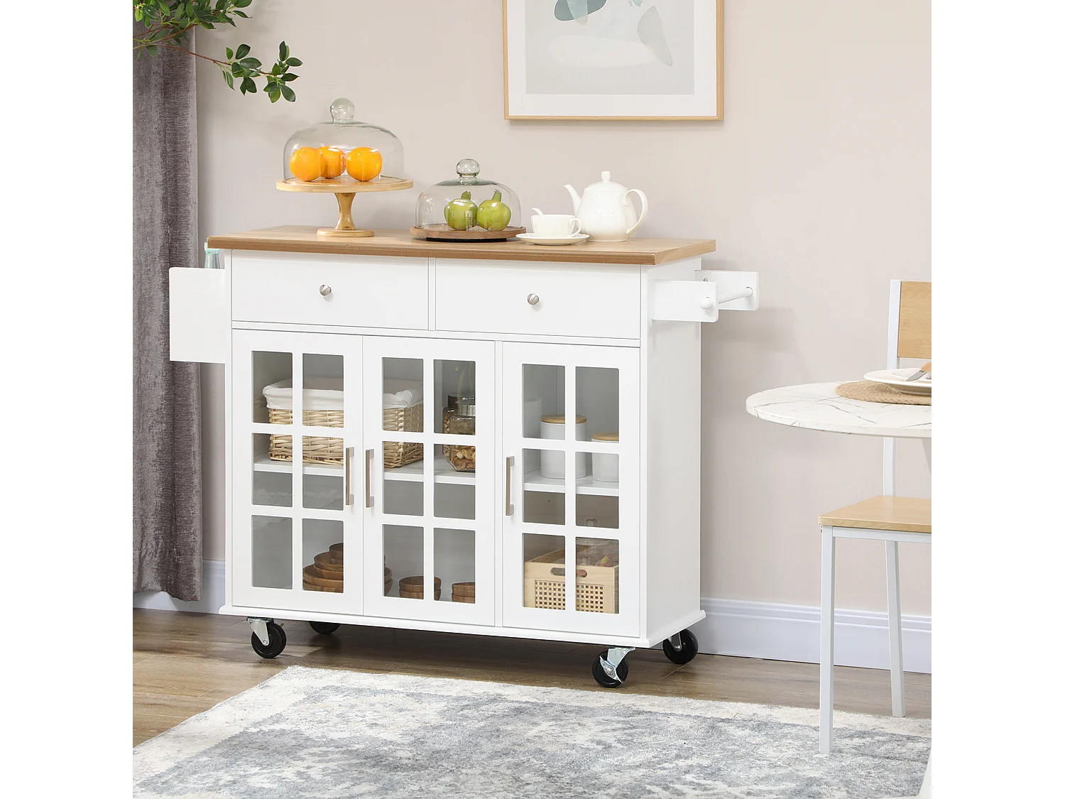 Carro de cocina blanco 124.5x39.5x90 cm HOMCOM