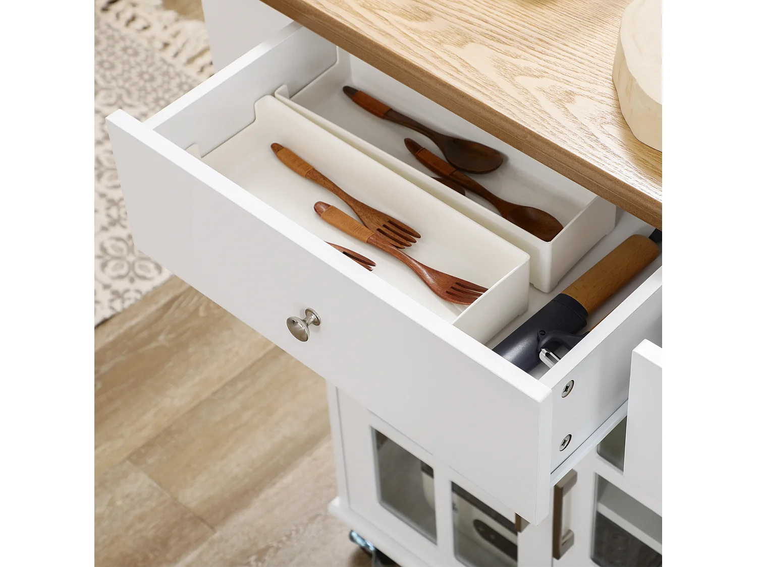 Carro de cocina blanco 124.5x39.5x90 cm HOMCOM