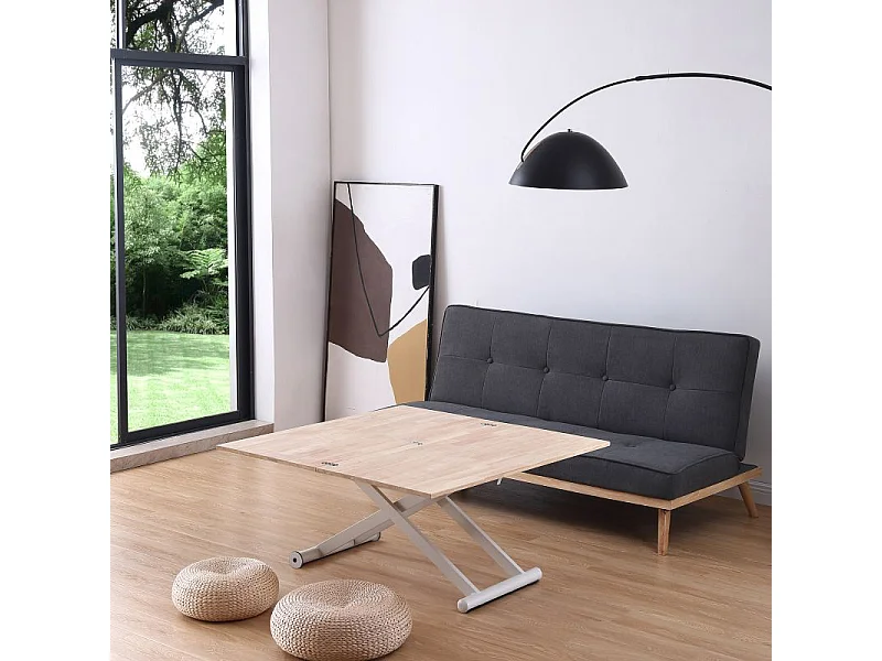 Mesa de centro elevable extensible Katia Roble - Blanco