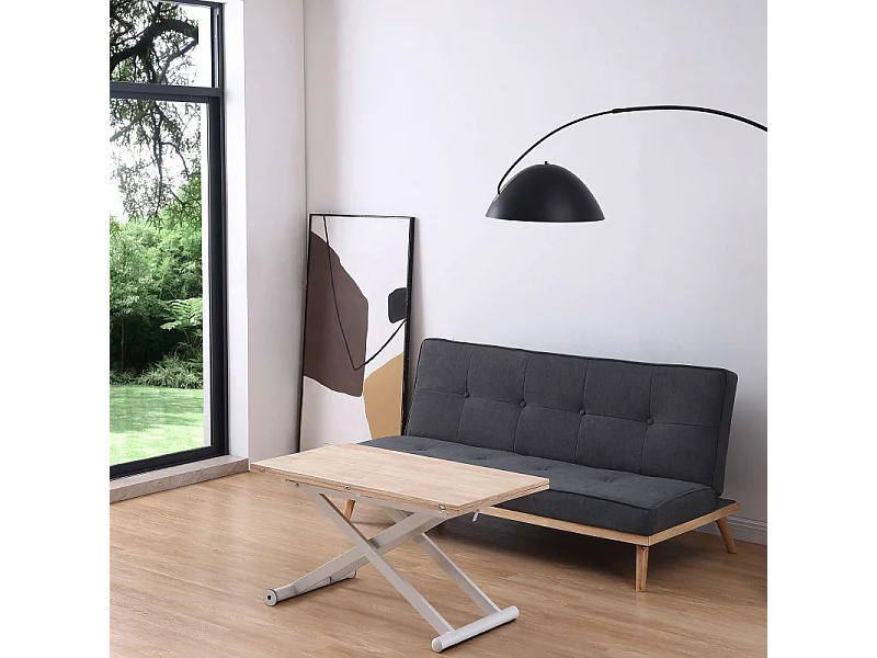 Mesa de centro elevable extensible Katia Roble - Blanco