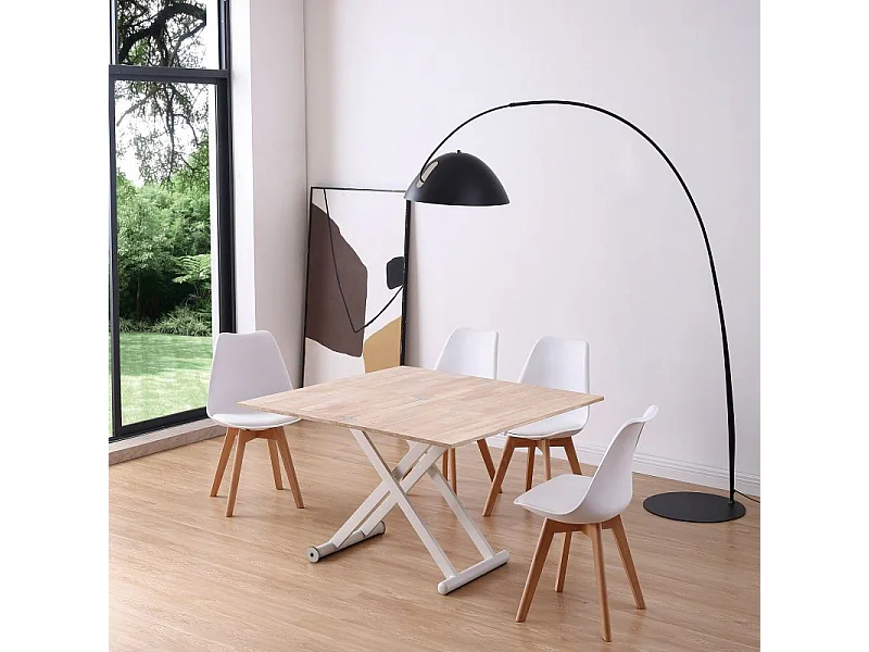 Mesa de centro elevable extensible Katia Roble - Blanco