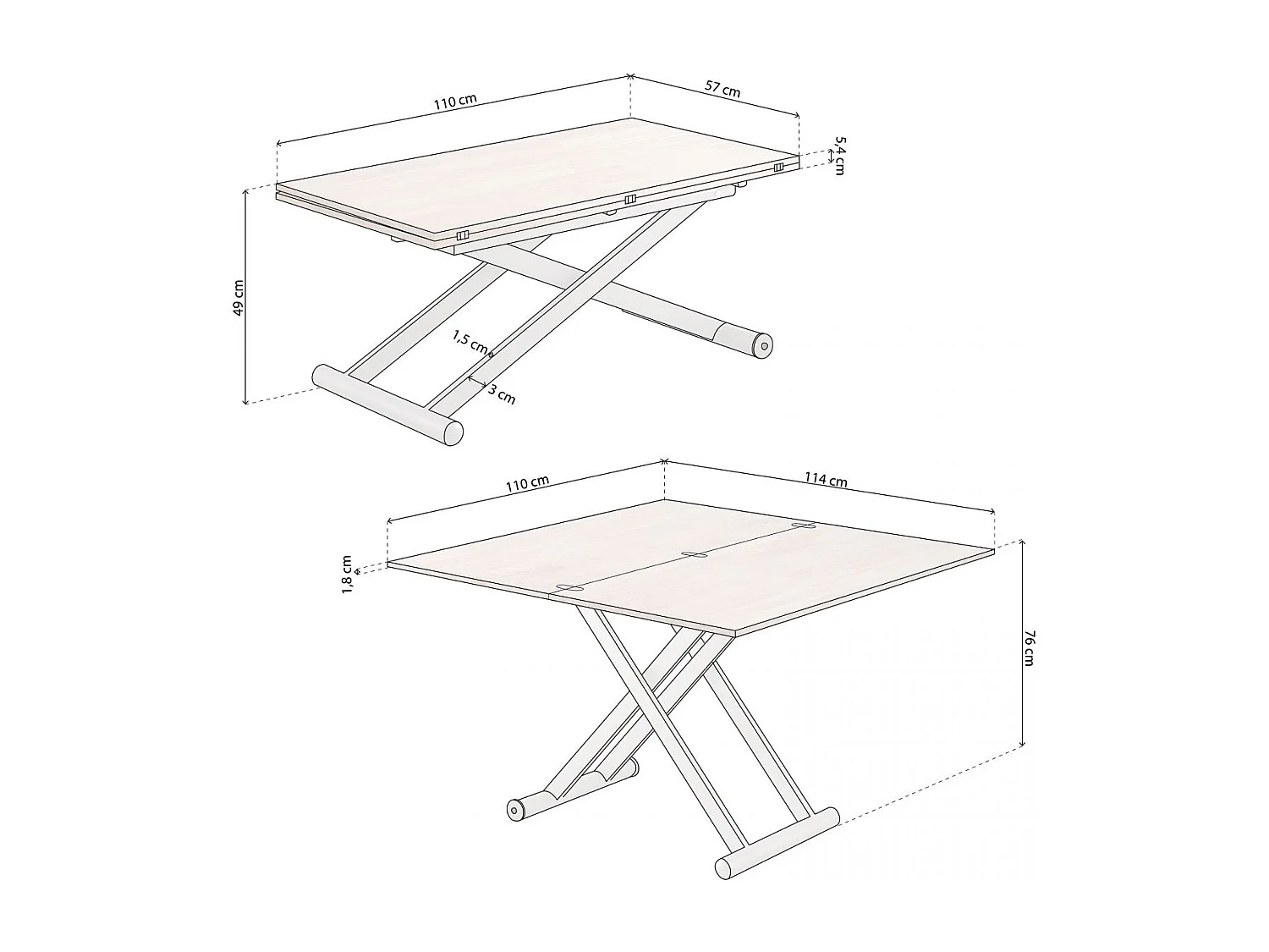 Table basse convertible Updown