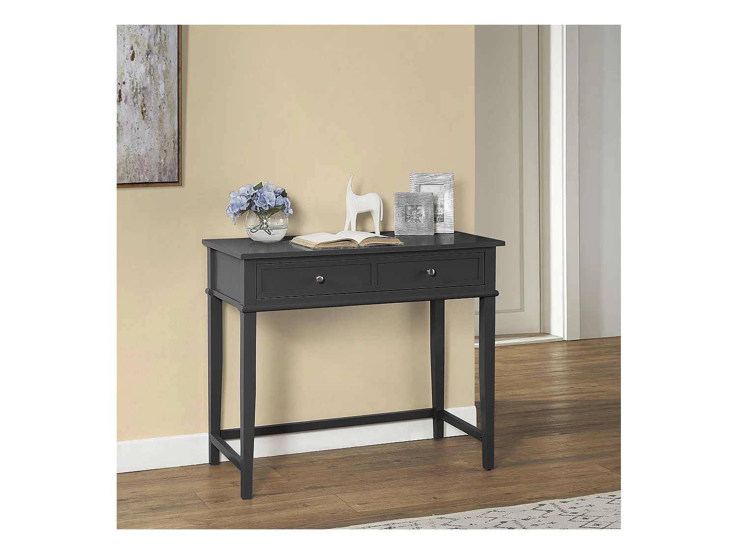 Franklin | Bureau avec 1 tiroir en mélaminé noir