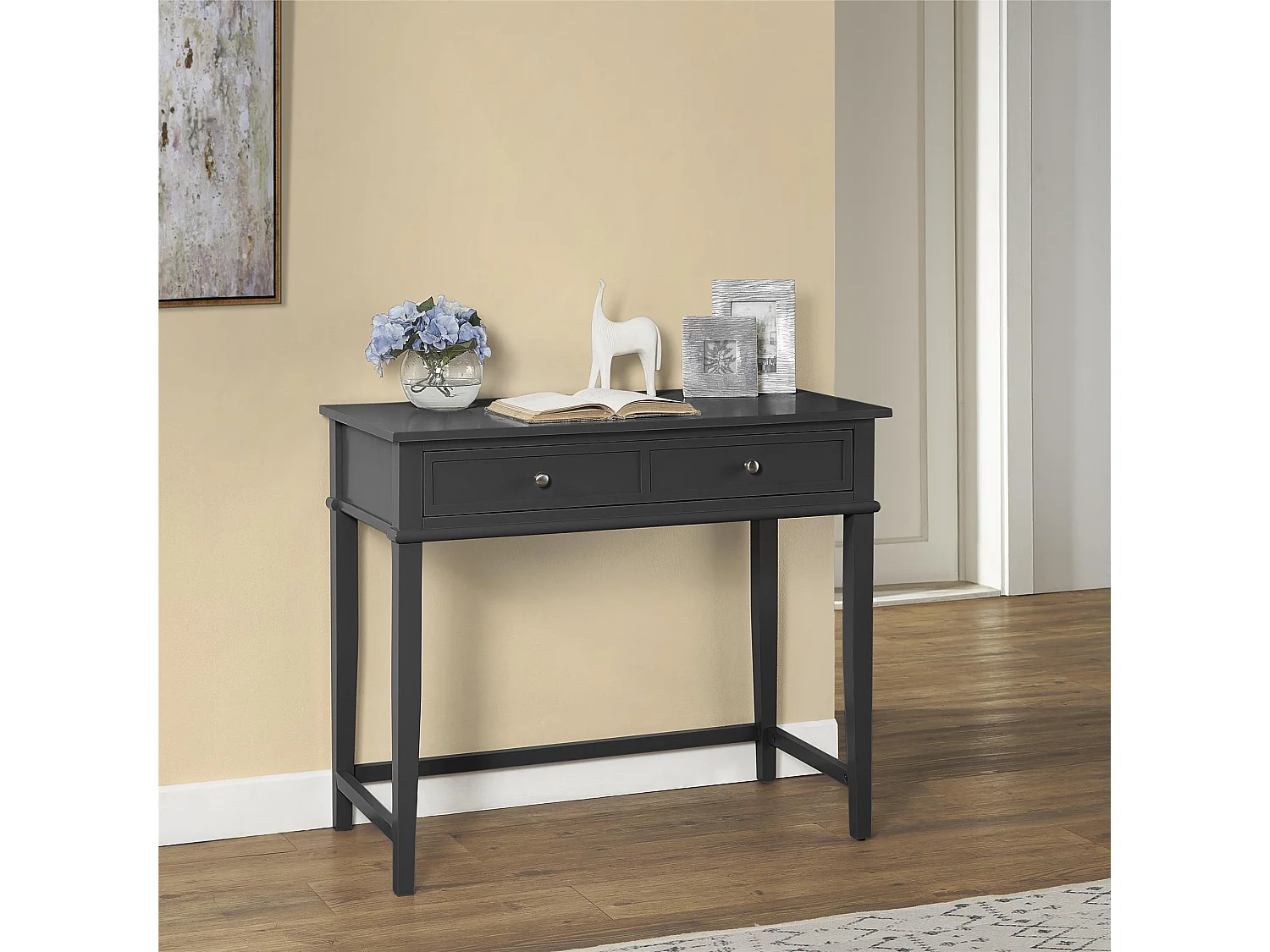 Scrittoio con 2 cassetti in MDF nero