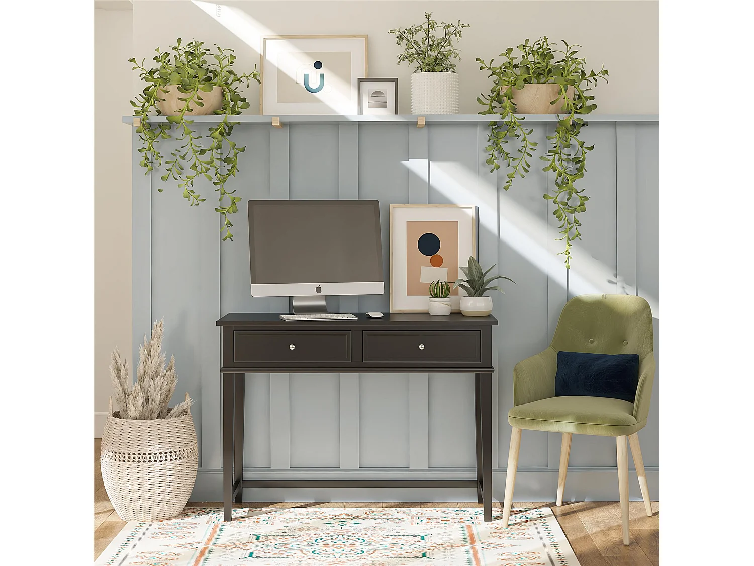 Scrittoio con 2 cassetti in MDF nero