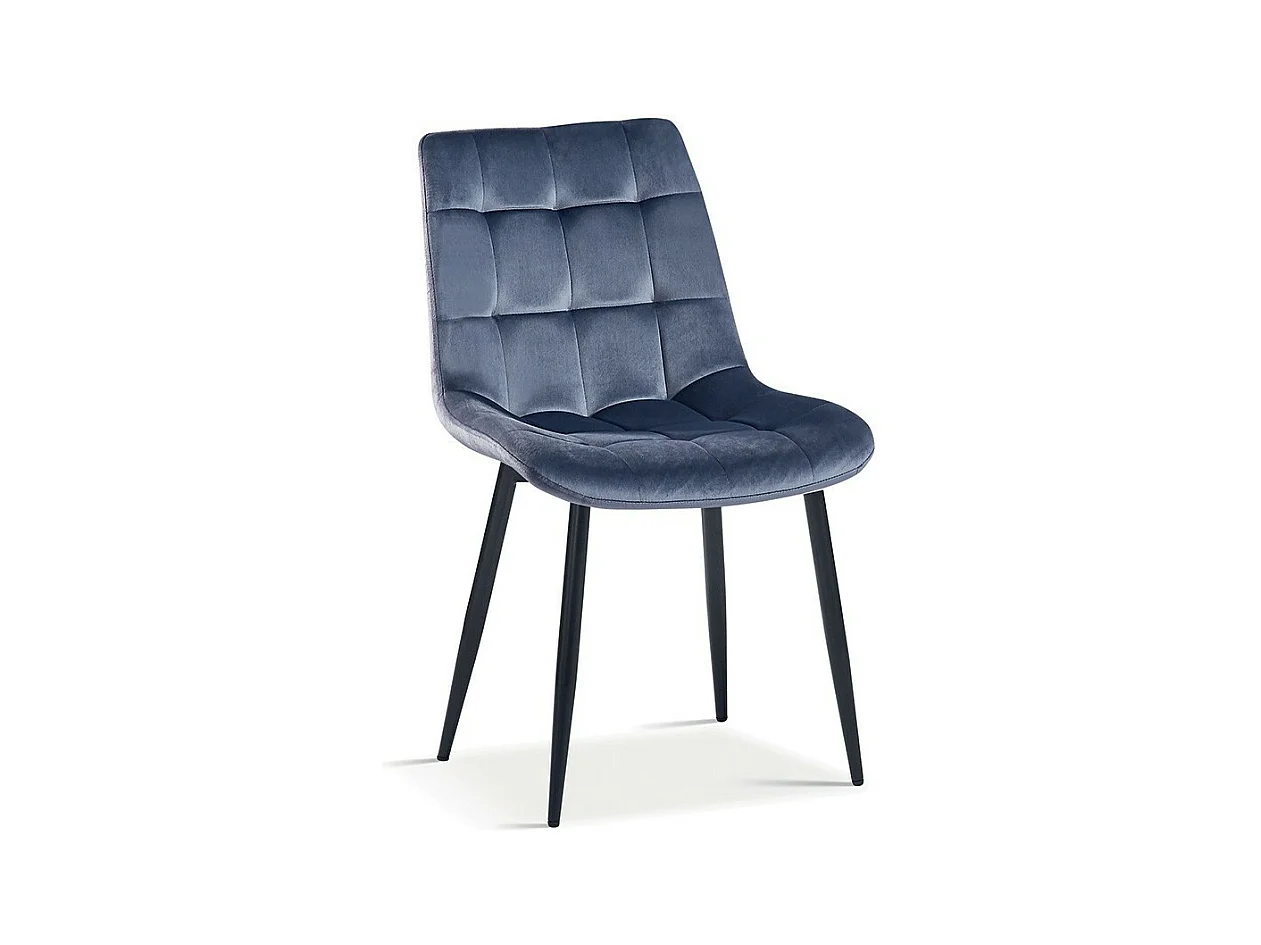 Chaise design KALI – Velours gris foncé et pieds métal