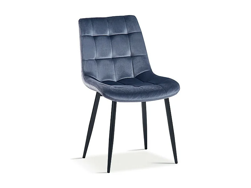 Chaise design KALI – Velours gris foncé et pieds métal