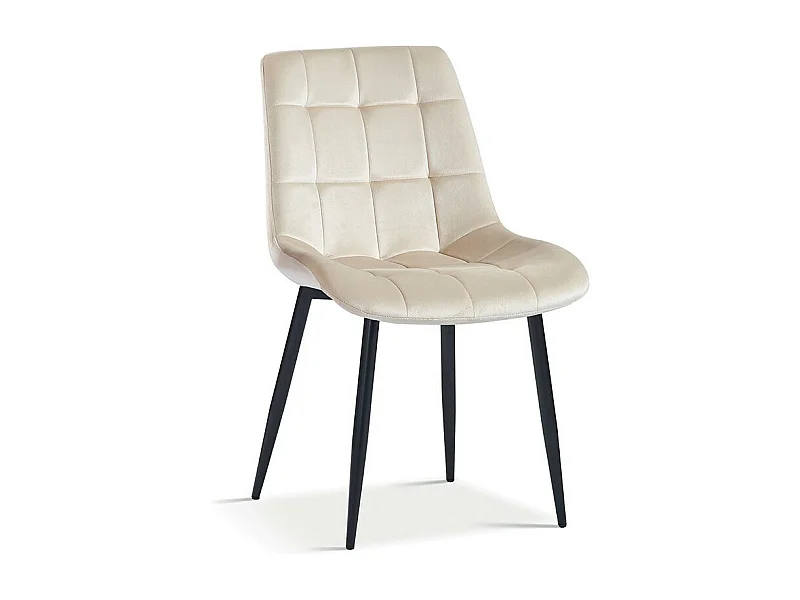 Sedia da pranzo in velluto con gambe in metallo beige KALI