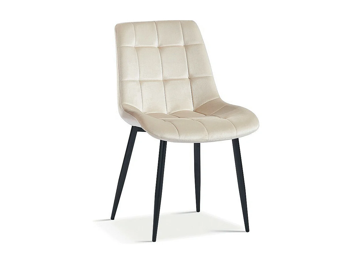 Chaise design KALI – Velours beige et pieds métal