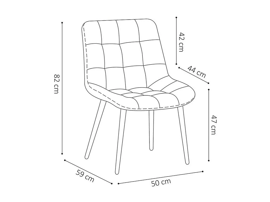 Chaise design KALI – Velours beige et pieds métal