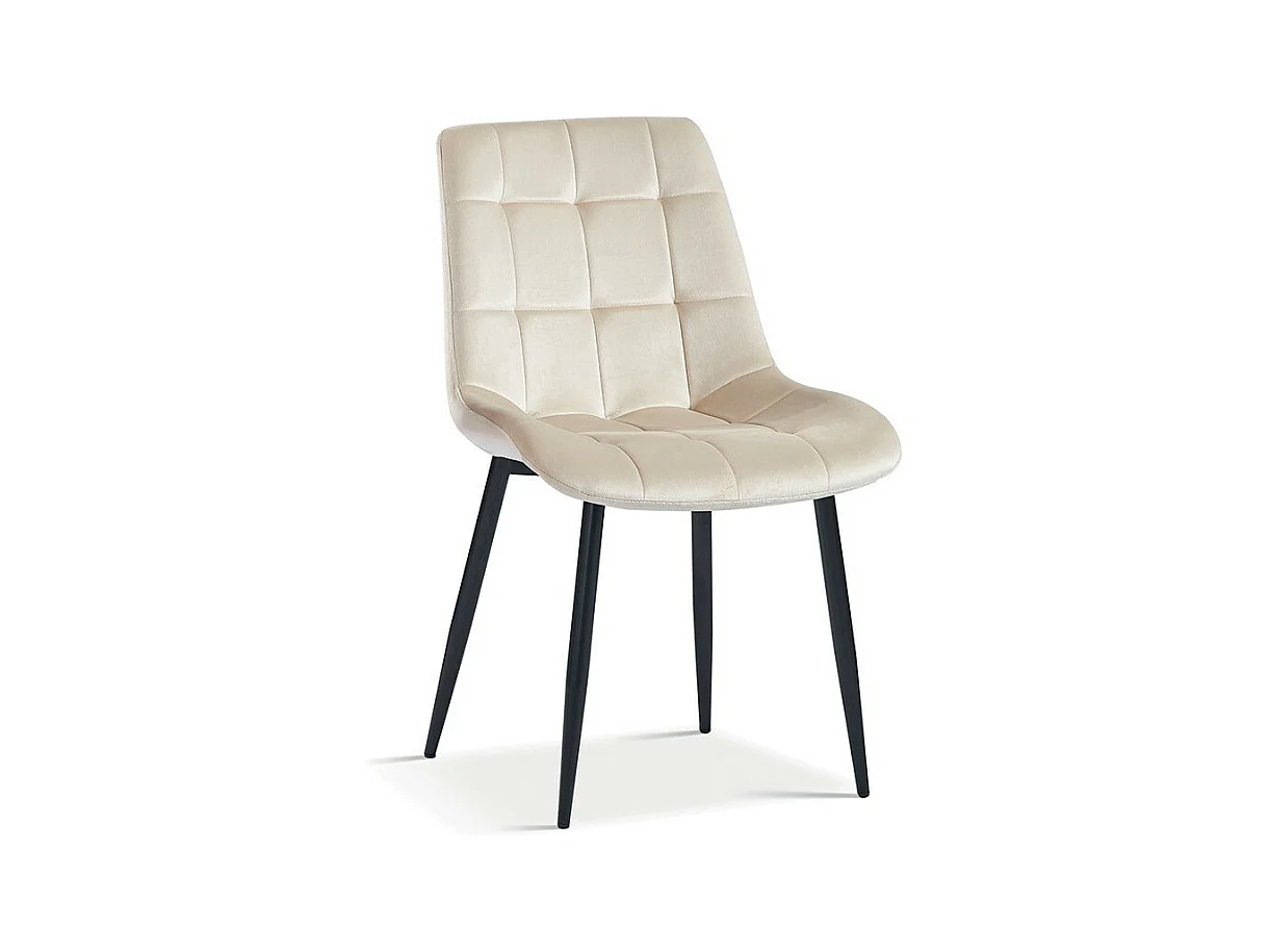 Chaise design KALI – Velours beige et pieds métal