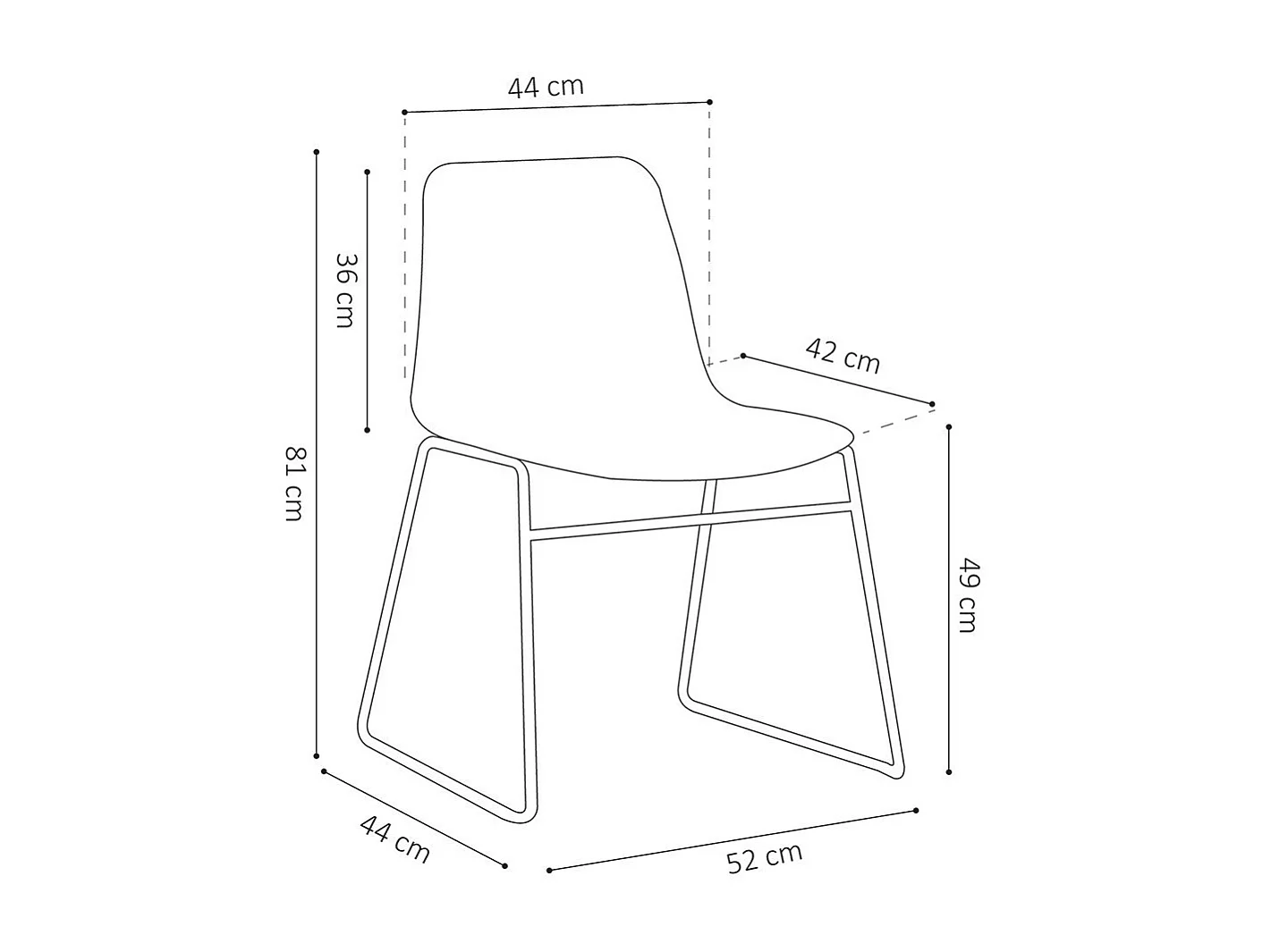Cadeira de polipropileno MARIE para sala de jantar, bar, café, cor: preta