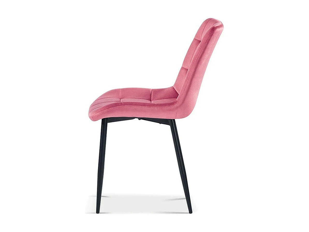 Chaise design KALI – Velours rose et pieds métal