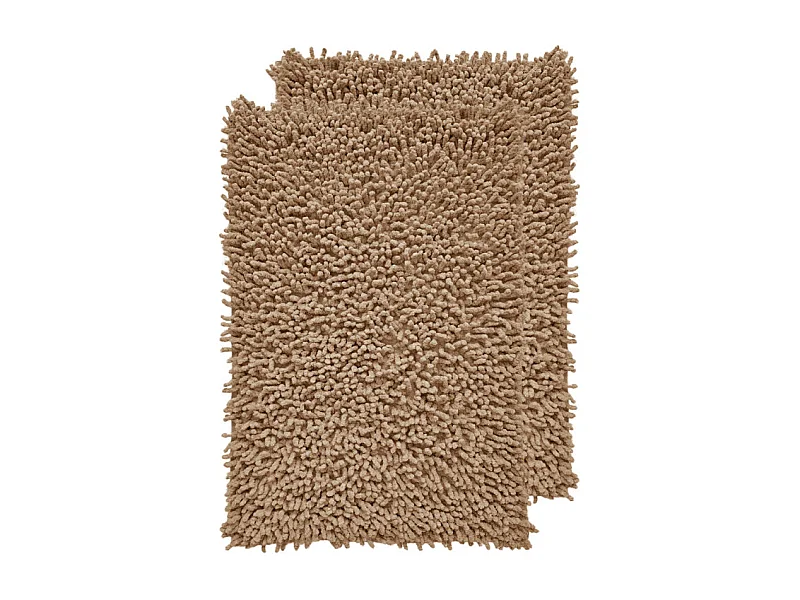 Lot 2 tapis de salle de bain 40 x 60 cm en coton beige - NAPOLEON