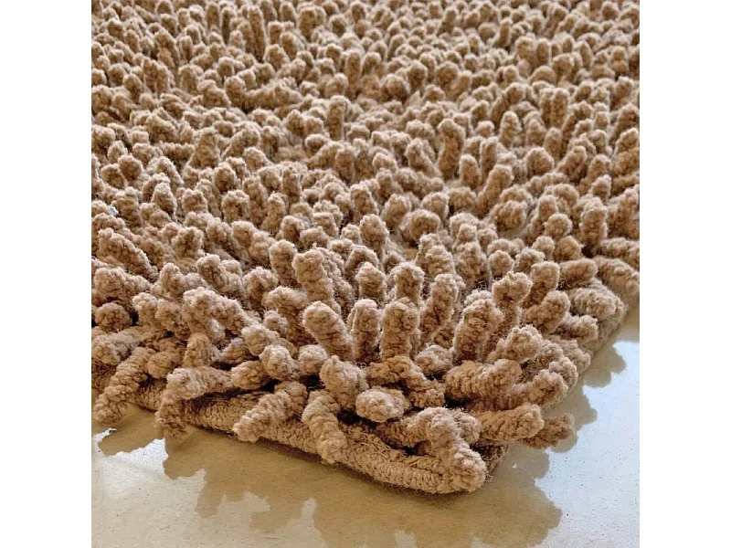 Lot 2 tapis de salle de bain 40 x 60 cm en coton beige - NAPOLEON