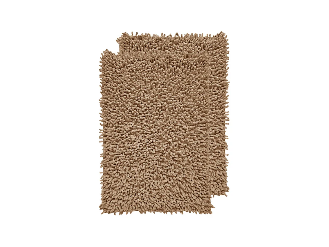 Lot 2 tapis de salle de bain 40 x 60 cm en coton beige - NAPOLEON