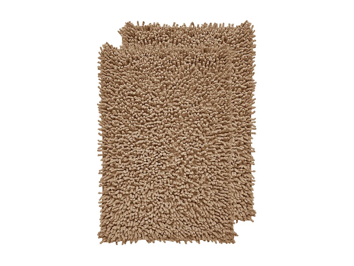 Lot 2 tapis de salle de bain 40 x 60 cm en coton beige - NAPOLEON