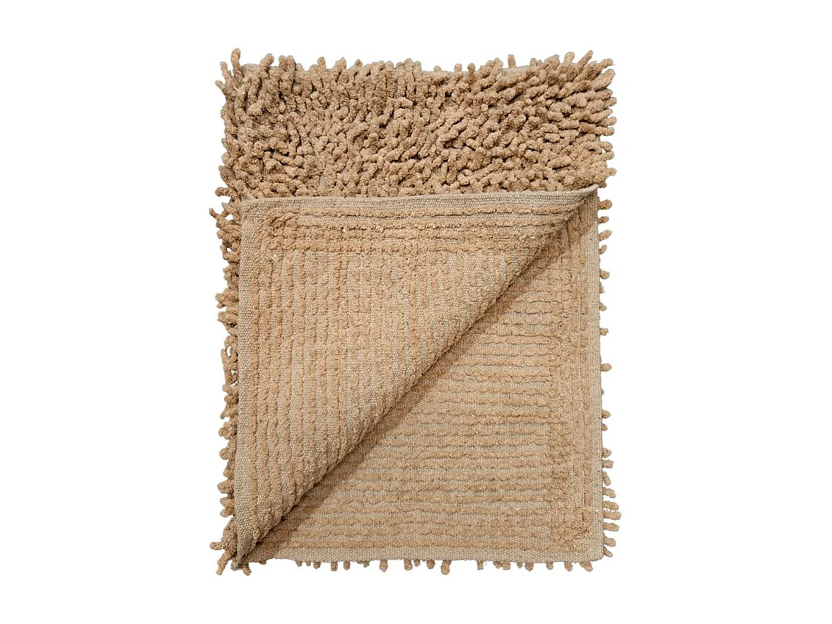 Lot 2 tapis de salle de bain 40 x 60 cm en coton beige - NAPOLEON