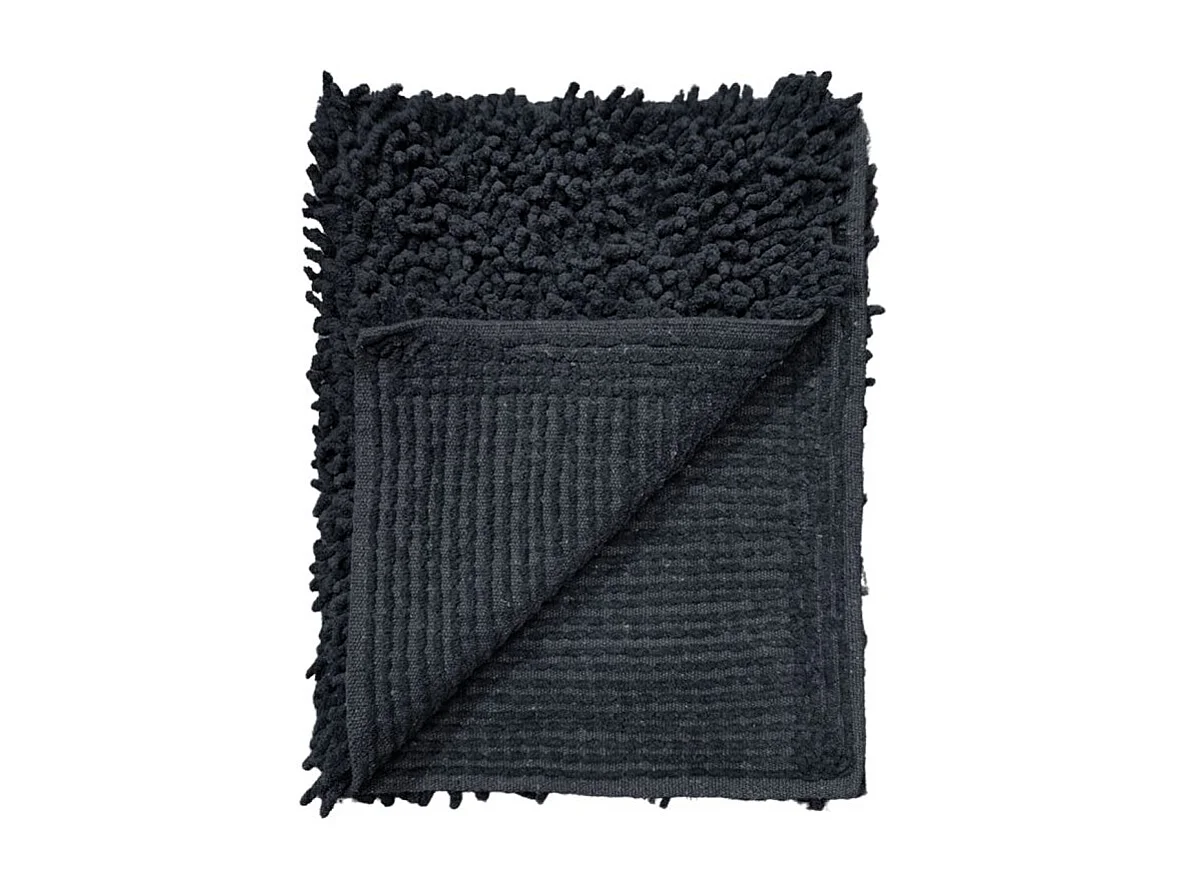 Lot 2 tapis de salle de bain 40 x 60 cm en coton anthracite - NAPOLEON