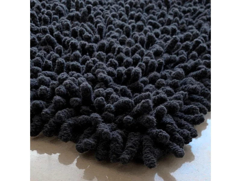 Lot 2 tapis de salle de bain 40 x 60 cm en coton anthracite - NAPOLEON