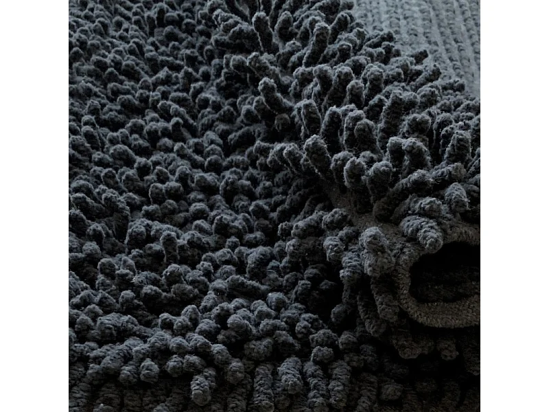 Lot 2 tapis de salle de bain 40 x 60 cm en coton anthracite - NAPOLEON