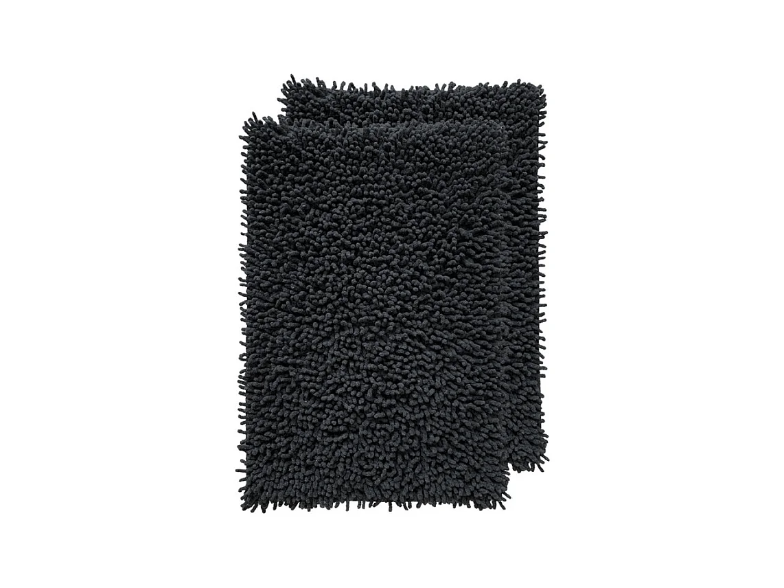 Lot 2 tapis de salle de bain 40 x 60 cm en coton anthracite - NAPOLEON