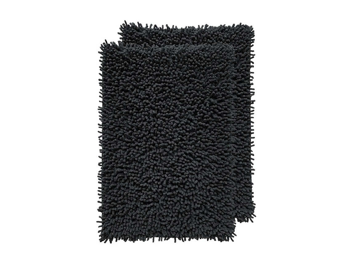 Lot 2 tapis de salle de bain 40 x 60 cm en coton anthracite - NAPOLEON
