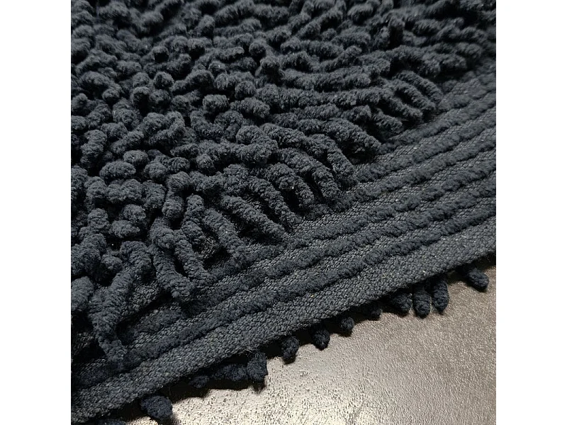 Lot 2 tapis de salle de bain 40 x 60 cm en coton anthracite - NAPOLEON