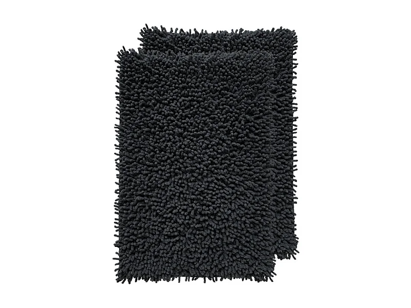 Lot 2 tapis de salle de bain 40 x 60 cm en coton anthracite - NAPOLEON