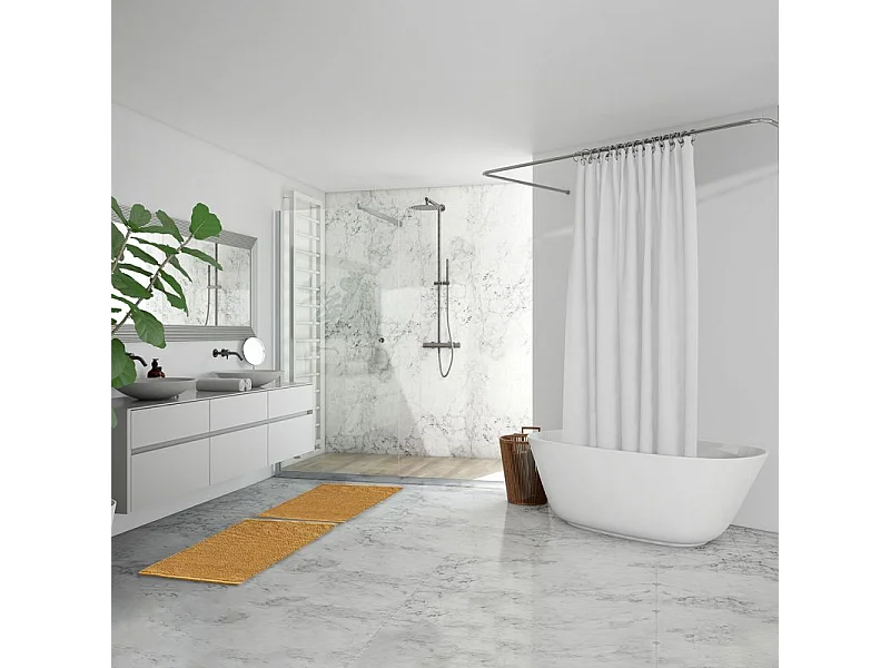 Lot de 2 tapis de salle de bain 40 x 60 cm en coton moutarde - PEPPO