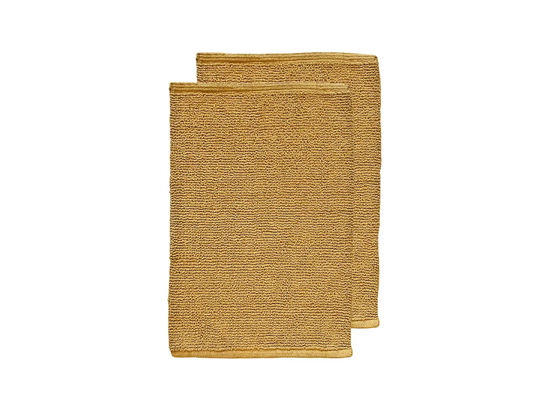 Lot de 2 tapis de salle de bain 40 x 60 cm en coton moutarde - PEPPO