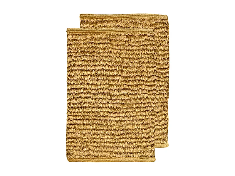Lot de 2 tapis de salle de bain 40 x 60 cm en coton moutarde - PEPPO