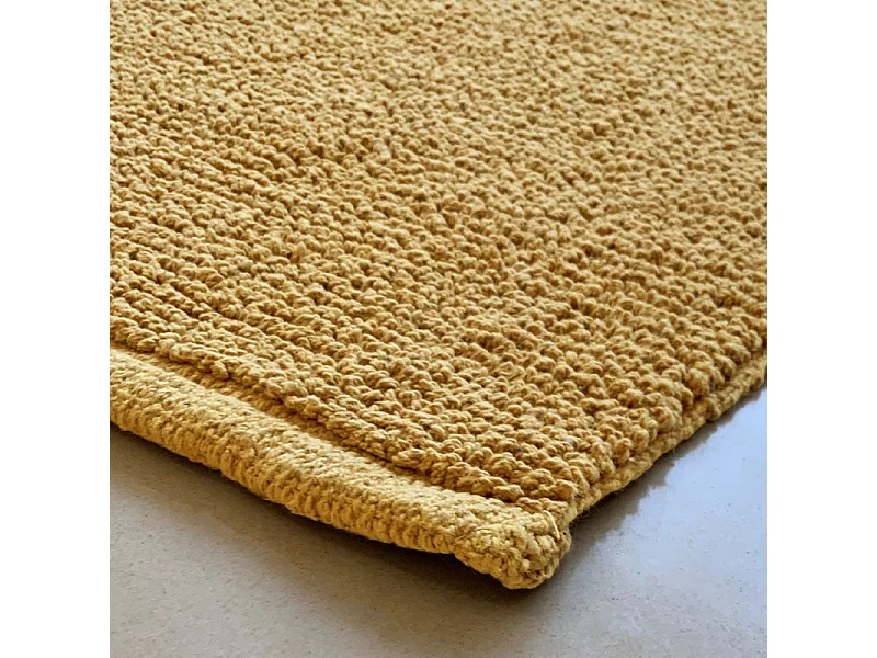 Tapis de salle de bain 40 x 60 cm en coton jaune moutarde - PEPPO