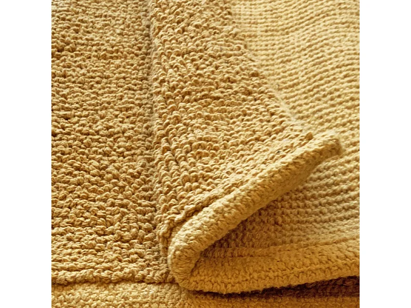 Tapis de salle de bain 40 x 60 cm en coton jaune moutarde - PEPPO