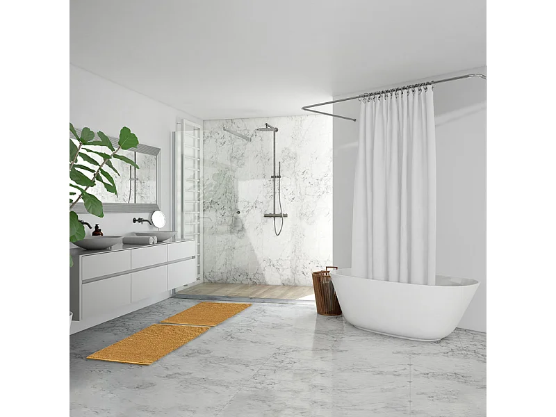 Tapis de salle de bain 40 x 60 cm en coton jaune moutarde - PEPPO