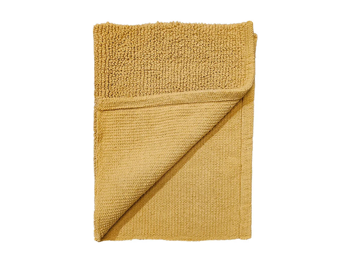 Tapis de salle de bain 40 x 60 cm en coton jaune moutarde - PEPPO