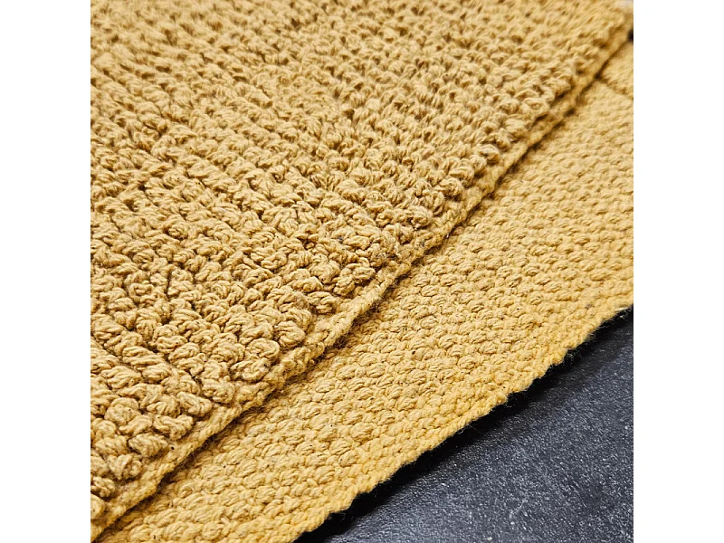 Tapis de salle de bain 40 x 60 cm en coton jaune moutarde - PEPPO