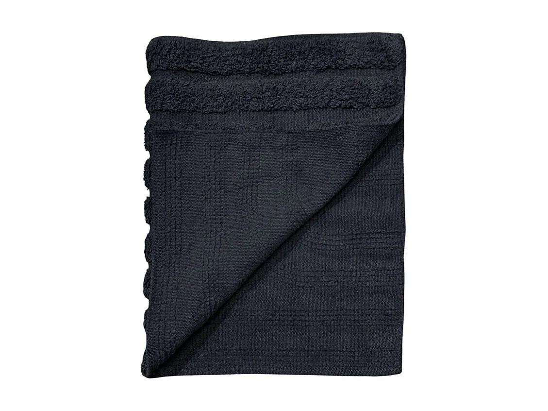 Lot 2 tapis de salle de bain 40 x 60 cm coton gris et motifs - GEORGES