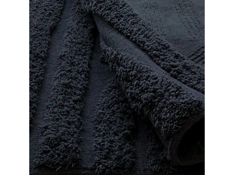 Lot 2 tapis de salle de bain 40 x 60 cm coton gris et motifs - GEORGES