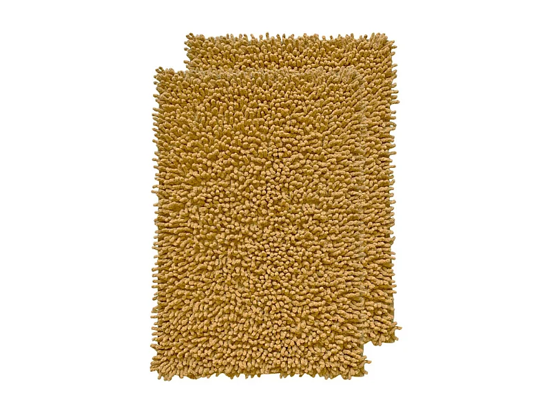 Lot 2 tapis de salle de bain 40 x 60 cm en coton moutarde - NAPOLEON