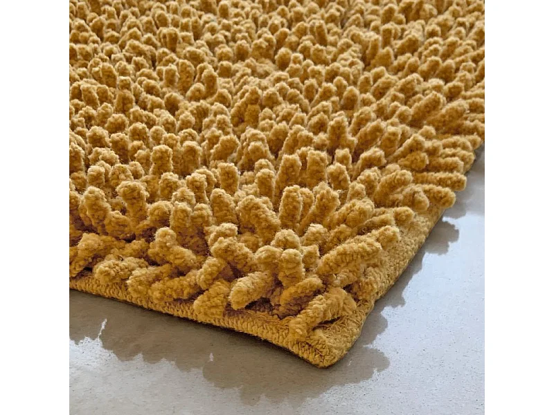 Lot 2 tapis de salle de bain 40 x 60 cm en coton moutarde - NAPOLEON