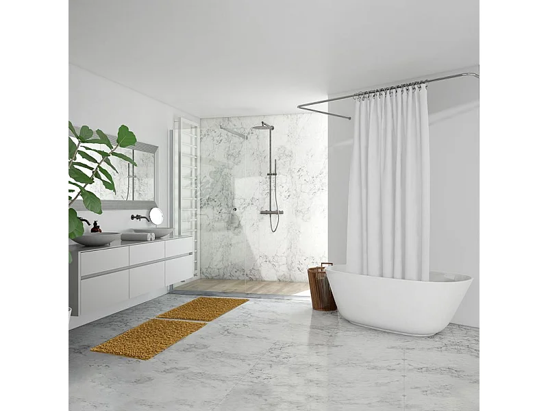 Lot 2 tapis de salle de bain 40 x 60 cm en coton moutarde - NAPOLEON