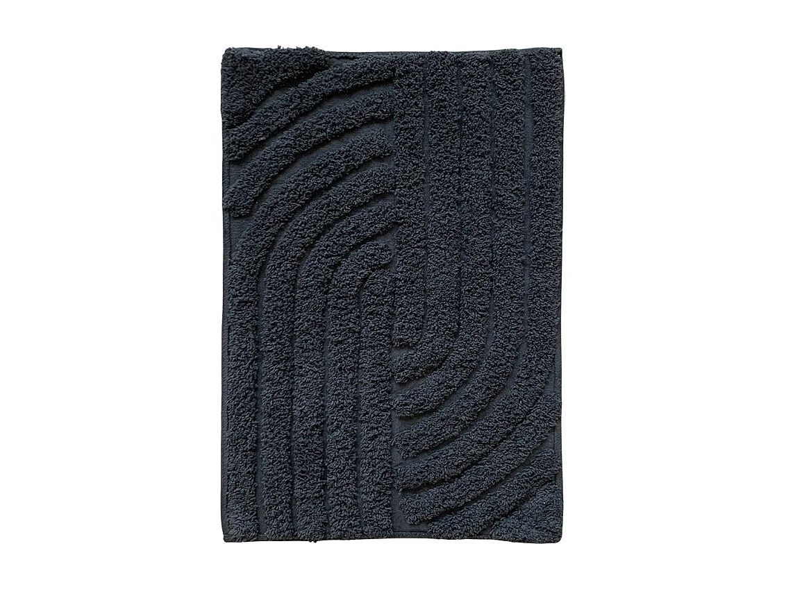 Tapis de salle de bain 40 x 60 cm en coton gris avec motifs - WALDO
