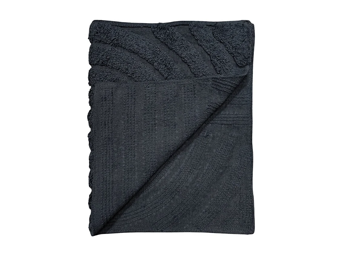 Tapis de salle de bain 40 x 60 cm en coton gris avec motifs - WALDO